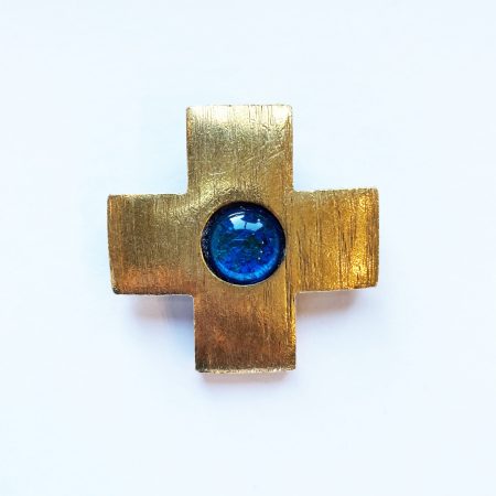 Broche YSL Croix grecque en laiton doré